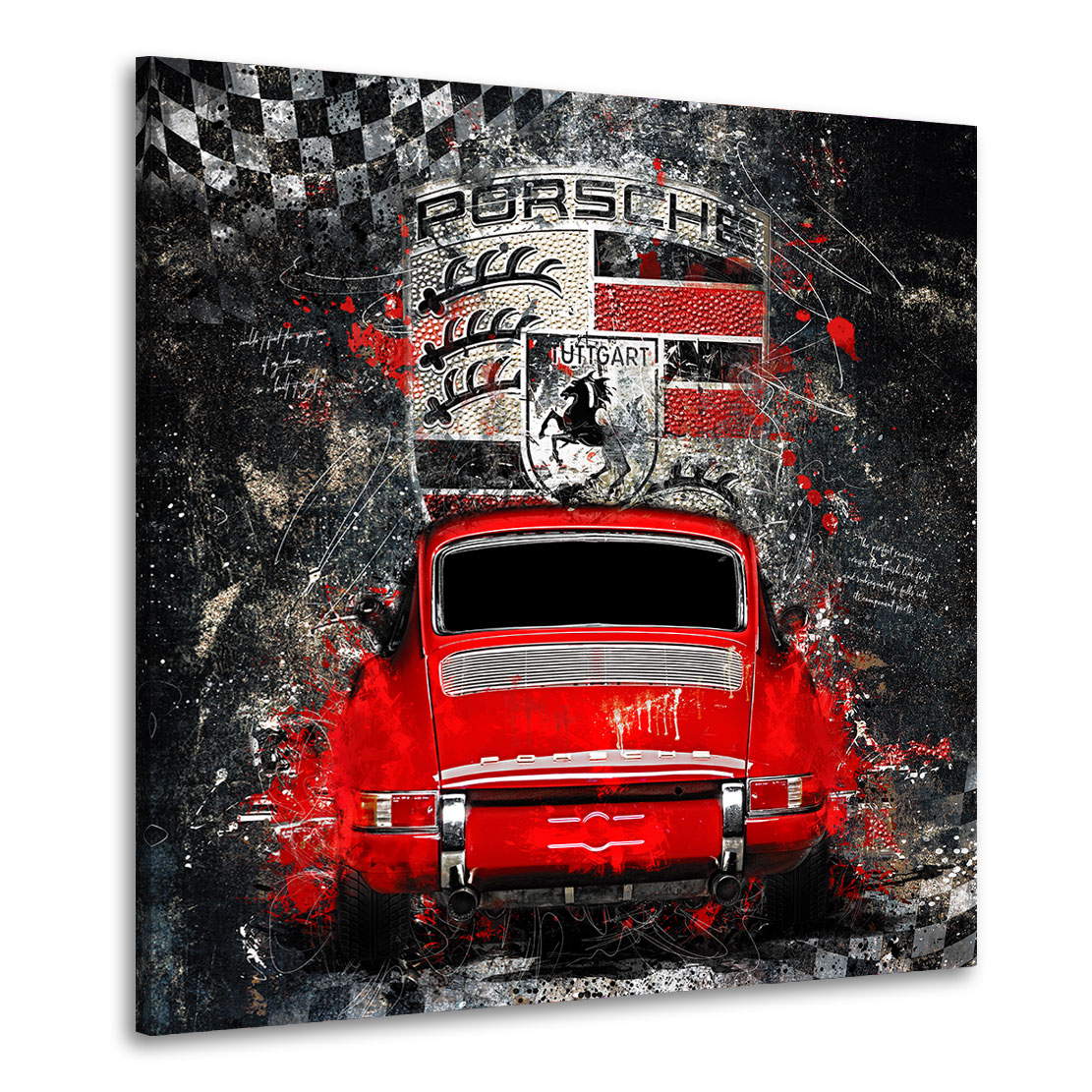 Auto Wandbild Leinwandbild Porsche 911 Abstrakt Silver Pop Art Style