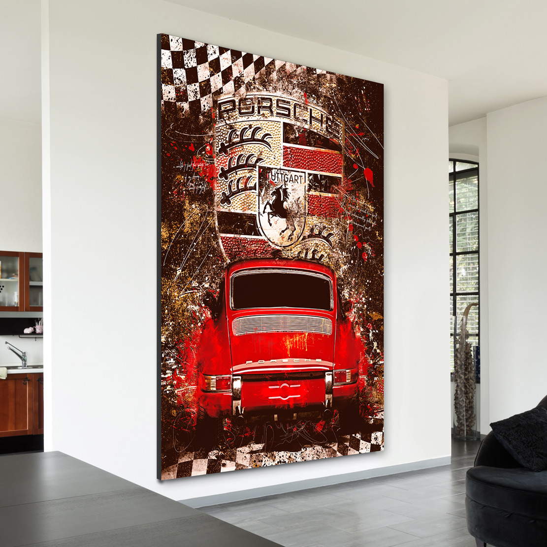 Auto Wandbild Leinwandbild Porsche 911 Retro Style