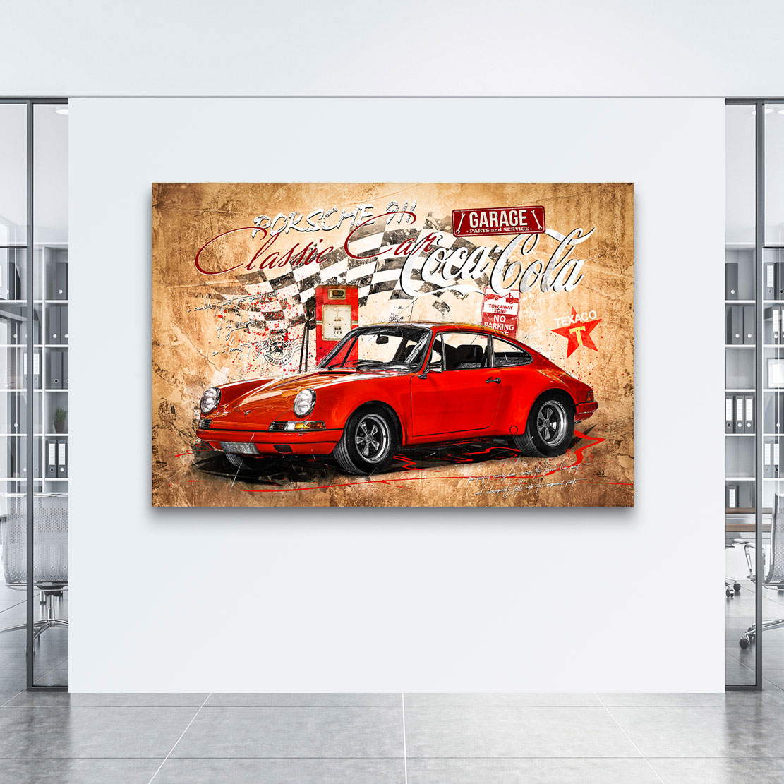 Auto Wandbild Leinwandbild Porsche Classic Pop Art Retro Style