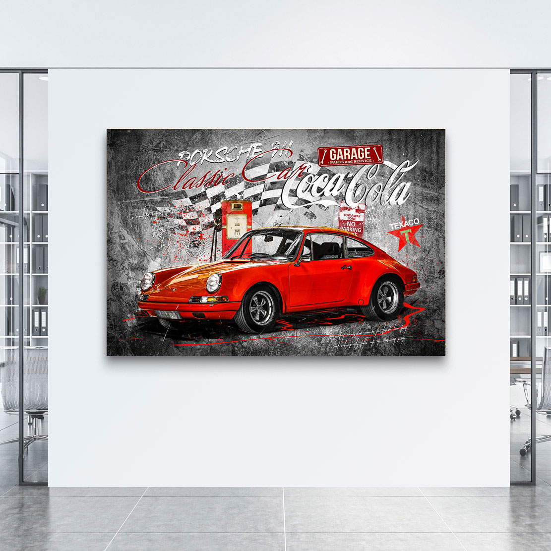 Auto Wandbild Leinwandbild Porsche Classic Pop Art Black Style