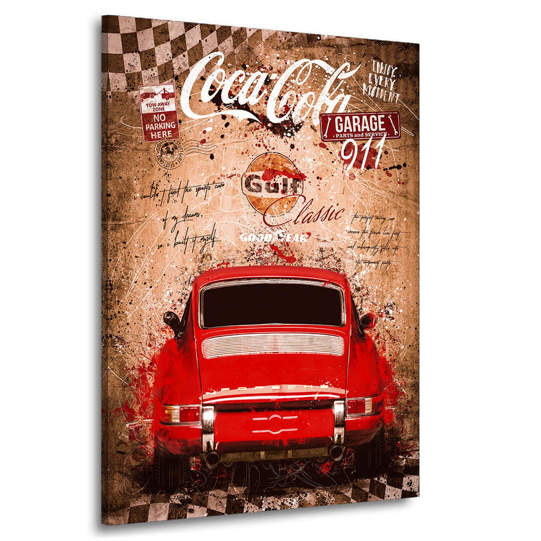 Auto Wandbild Leinwandbild Porsche 911 Classic Vintage Style
