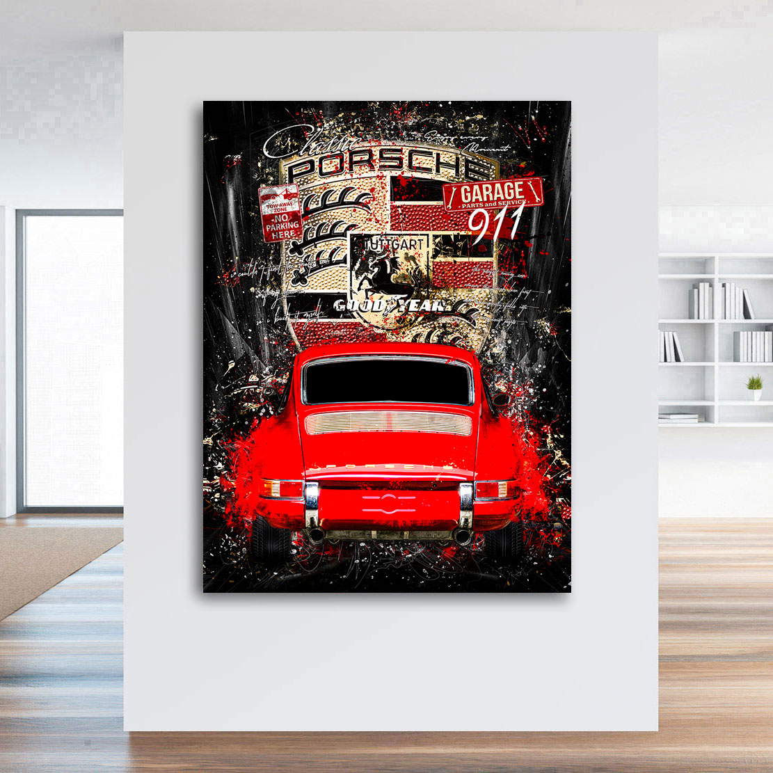 Auto Wandbild Leinwandbild Porsche 911 Classic Pop Art Style