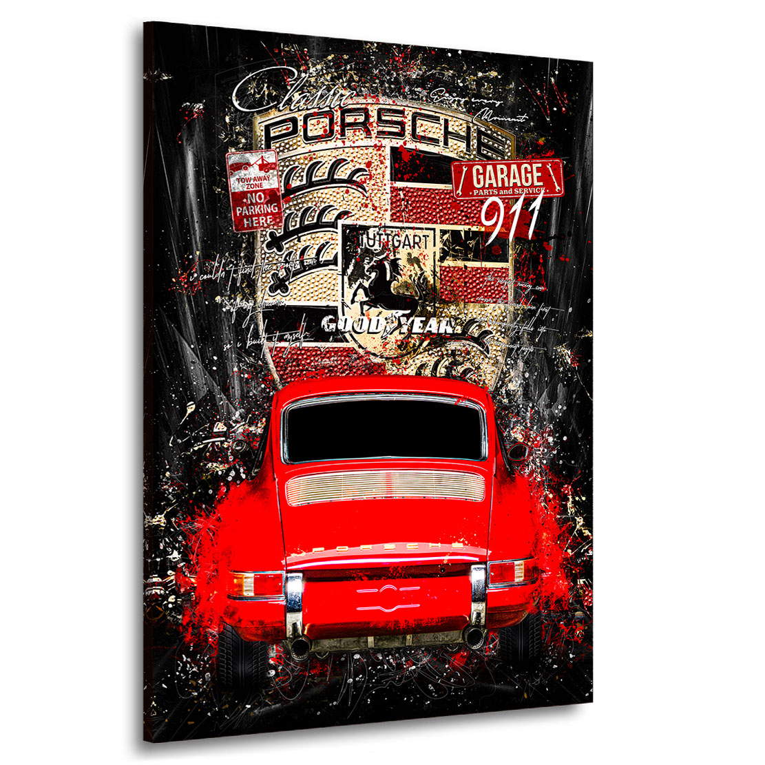 Auto Wandbild Leinwandbild Porsche 911 Classic Pop Art Style