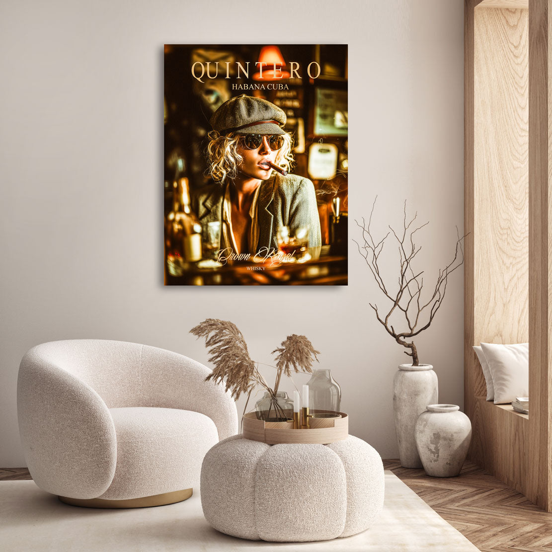 Cuban Cigar Lounge Elegance Woman Wandbild