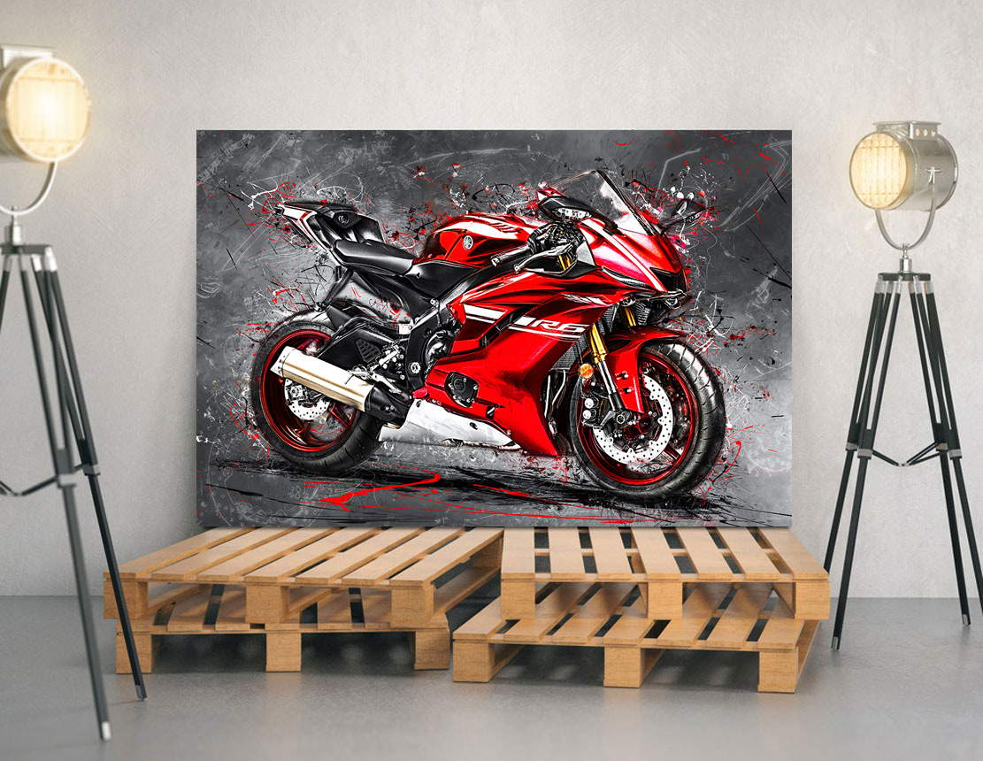 Wandbild Yamaha R6 Abstrakt Rot