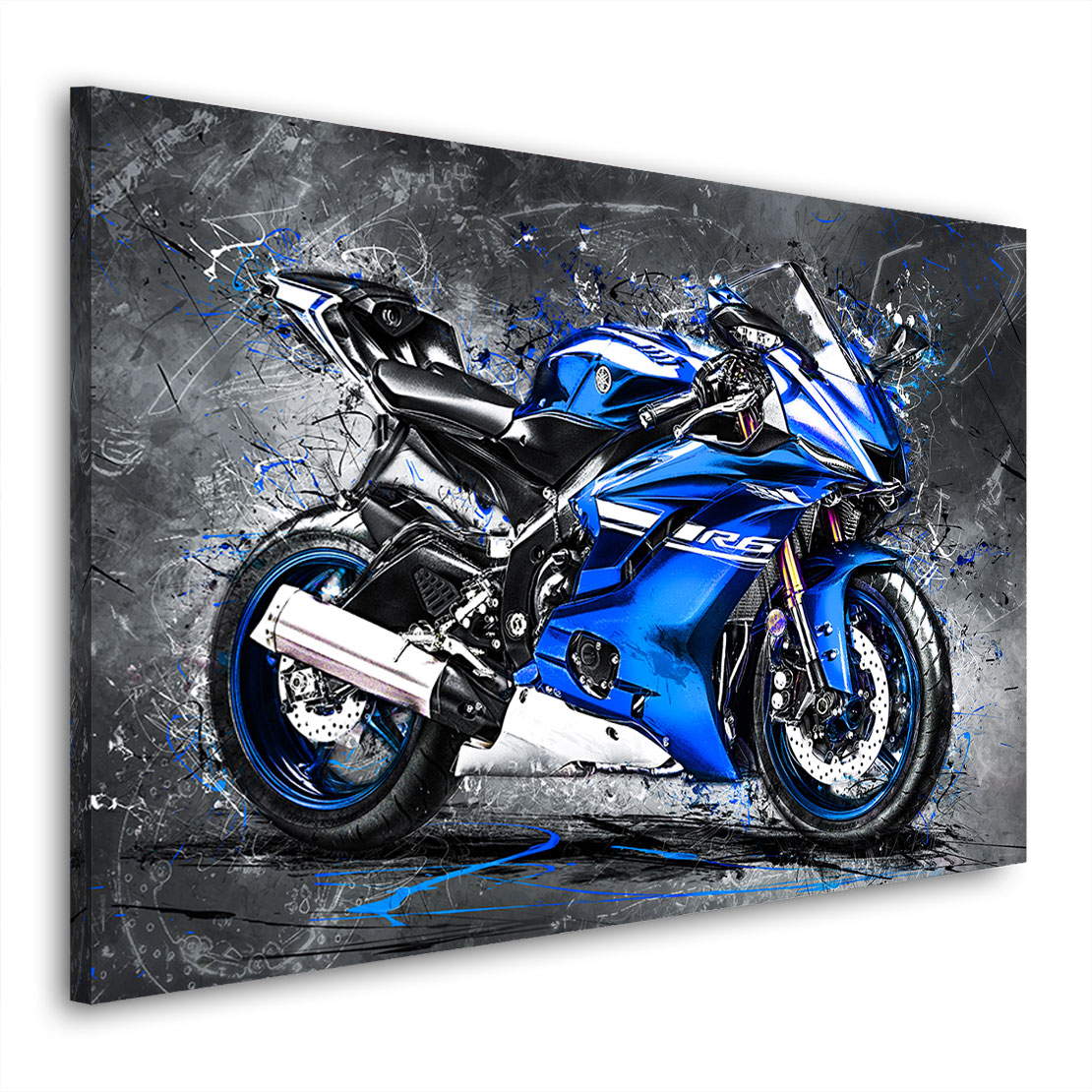 Wandbild Yamaha R6 Abstrakt blau