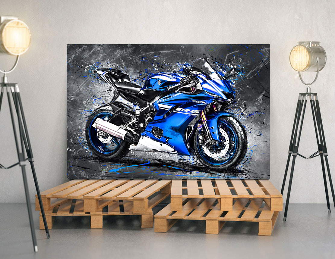 Wandbild Yamaha R6 Abstrakt blau