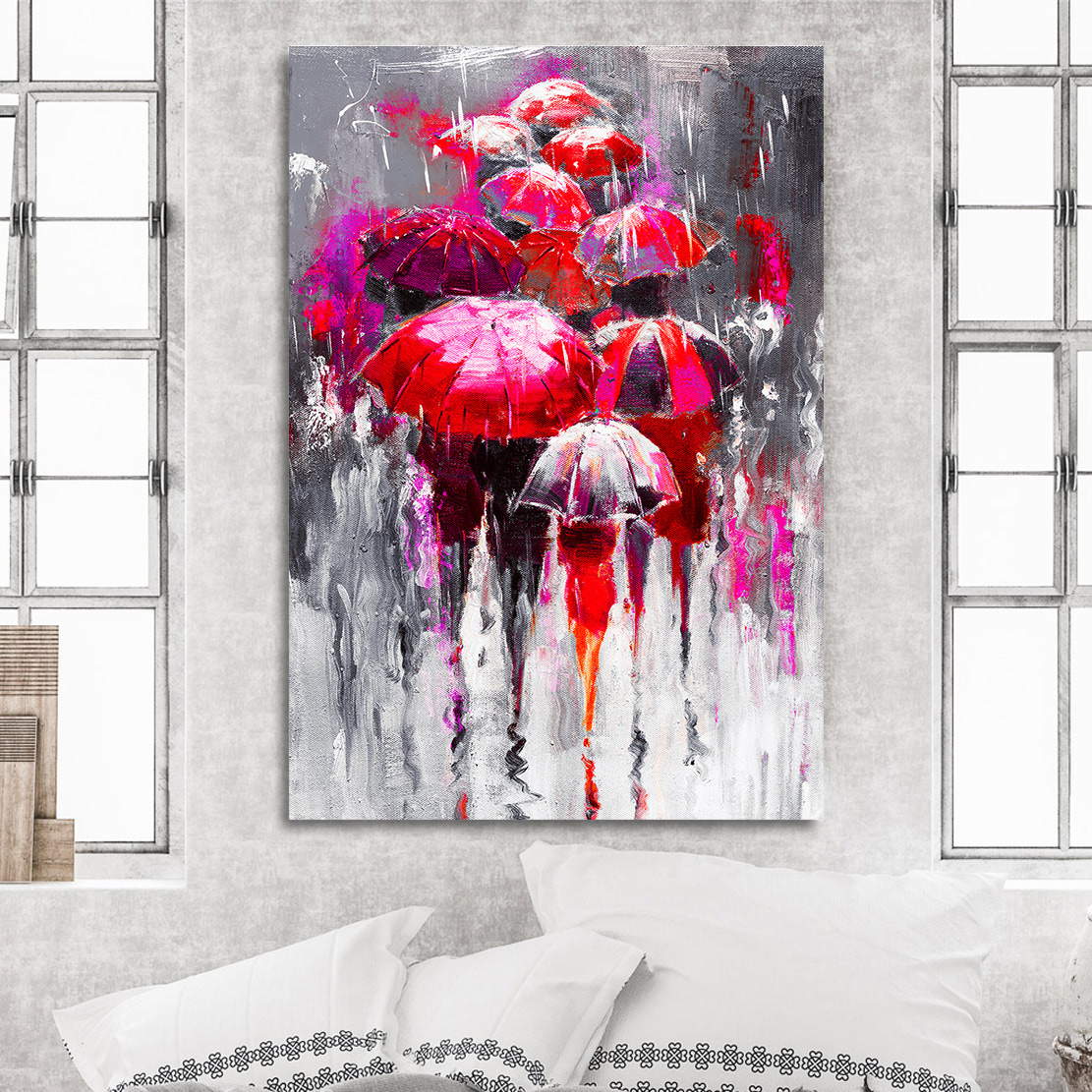 Wandbild Walking in the Rain Abstrakt Pink Style