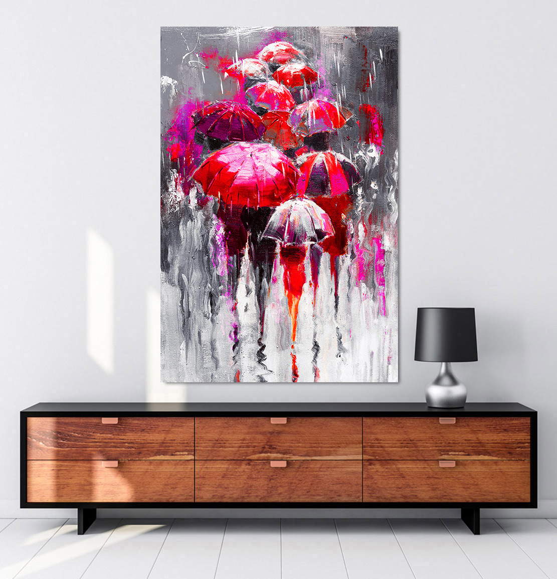 Wandbild Walking in the Rain Abstrakt Pink Style