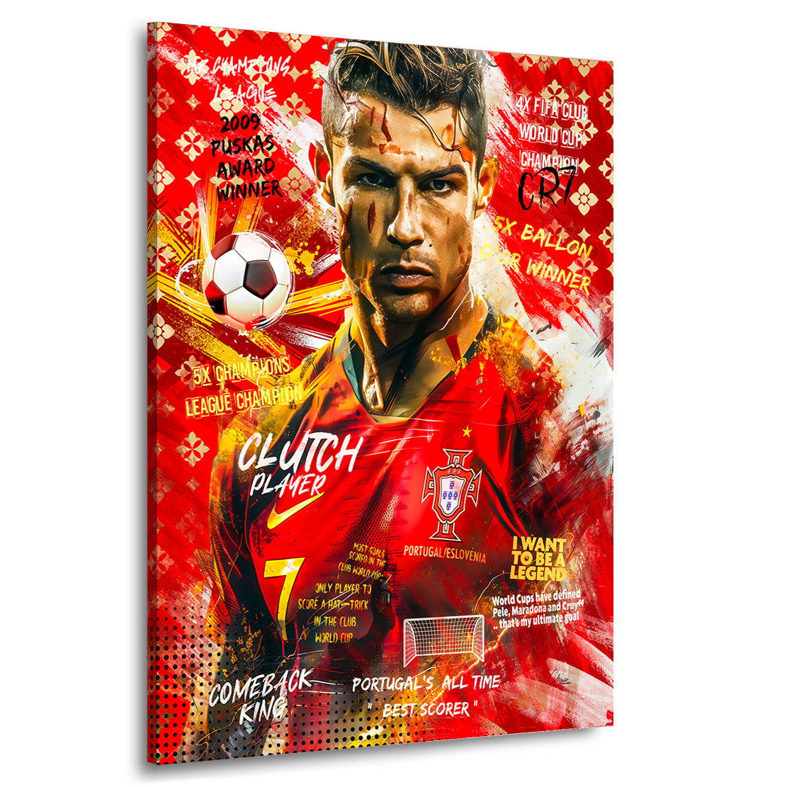 CR7 Pop Art Fussball Wandbild