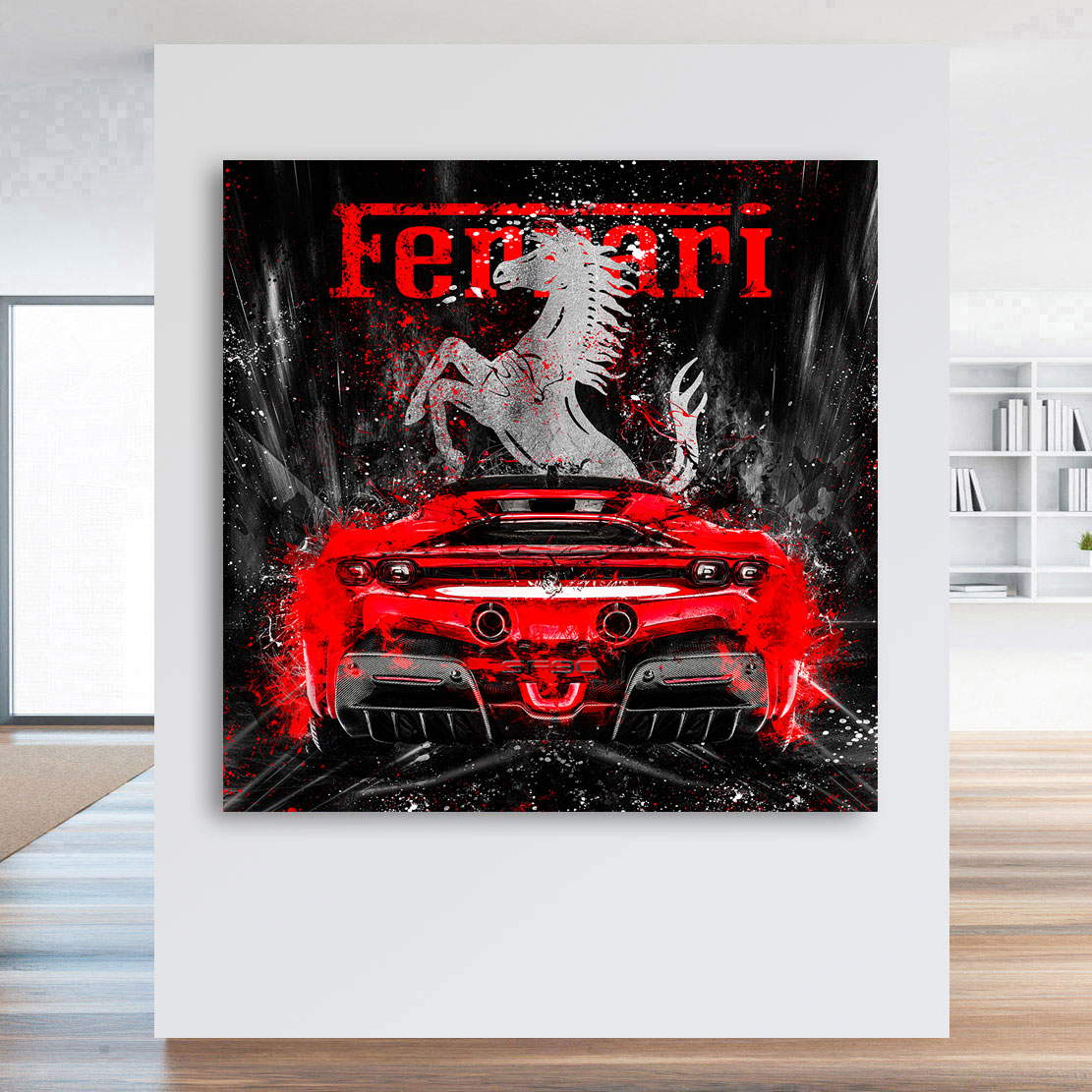 Auto Leinwandbild Ferrari SF90 Abstrakt Style
