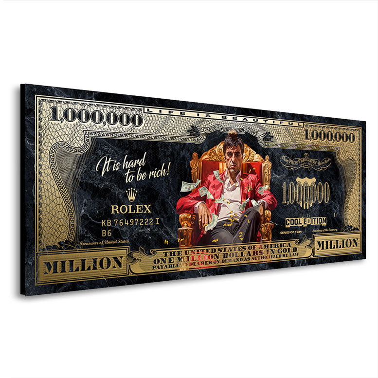 Wandbild Scaface One Million Dollar Gold Style