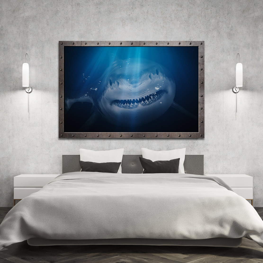 Wandbild Hai Deep Blue