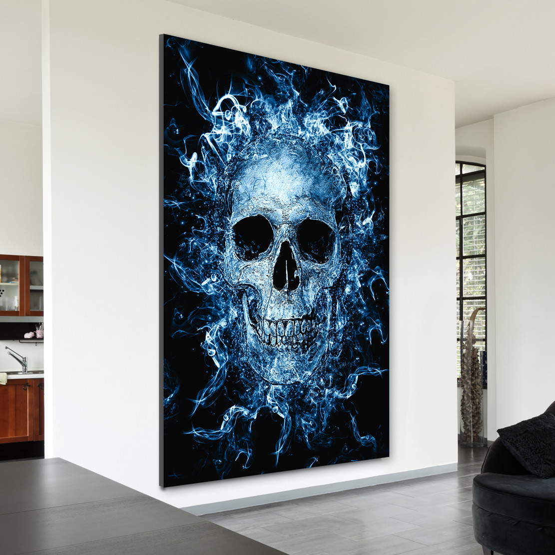 Leinwandbild Totenkopf Blue Style Abstrakt