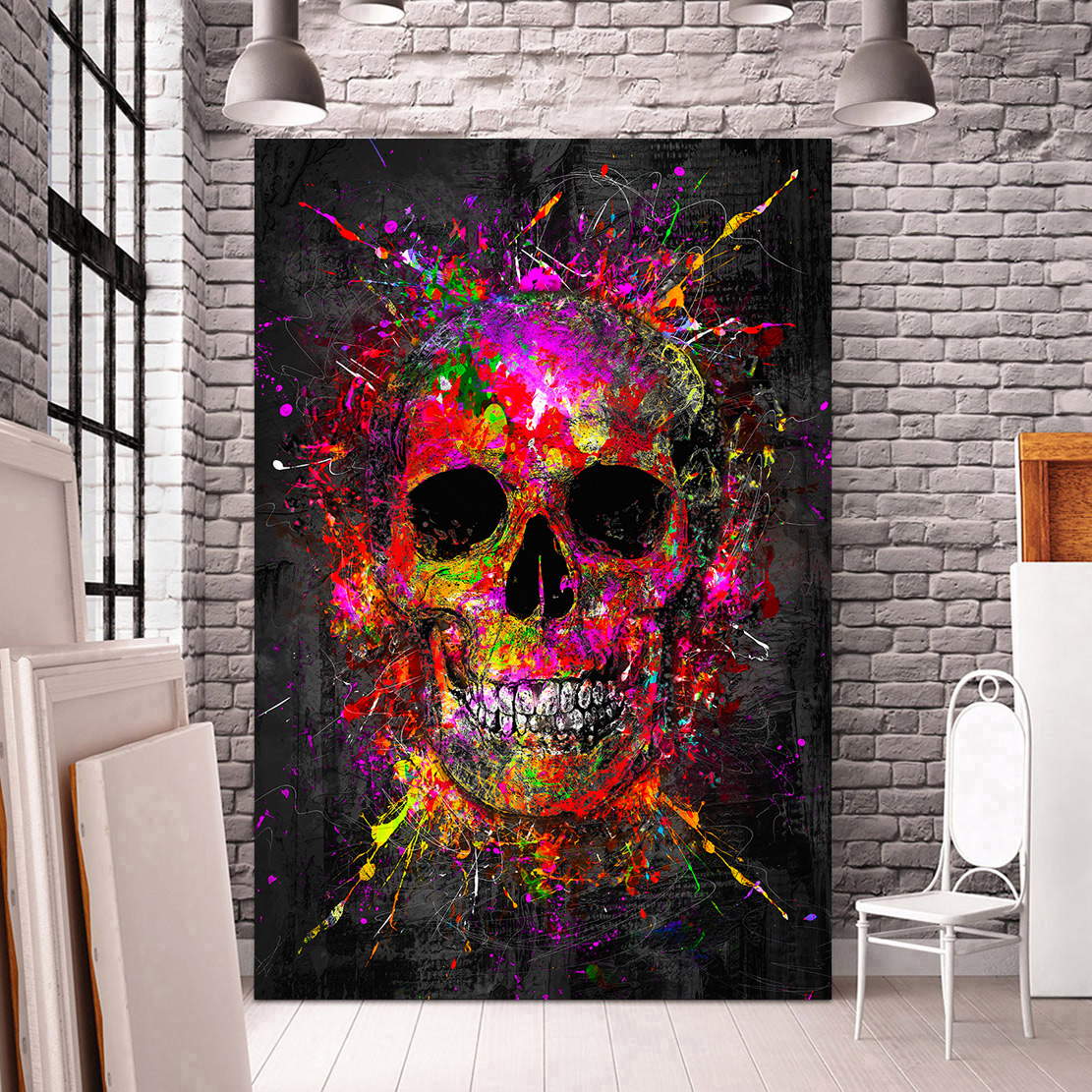 Leinwandbild Totenkopf Abstrakt
