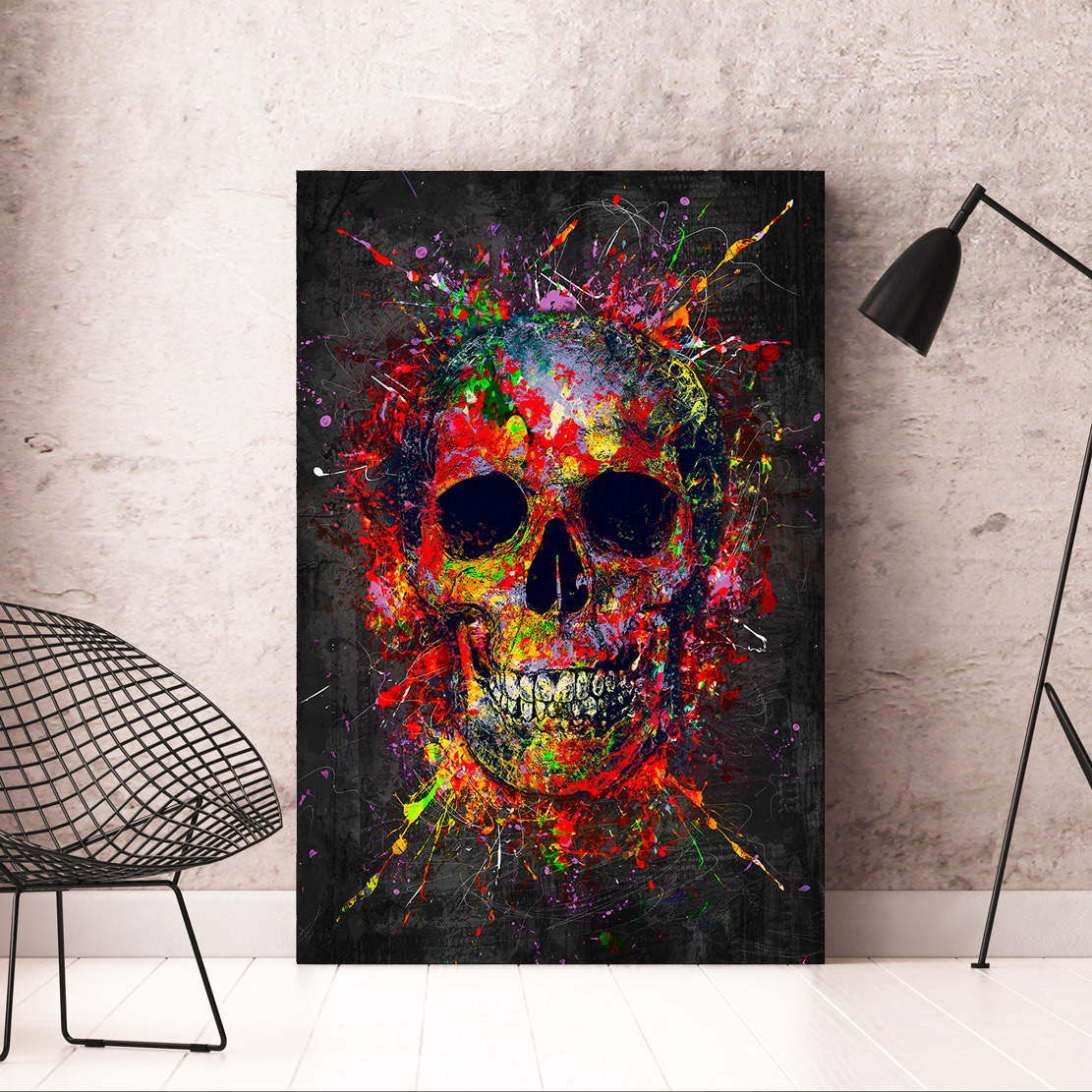 Leinwandbild Totenkopf Color Style