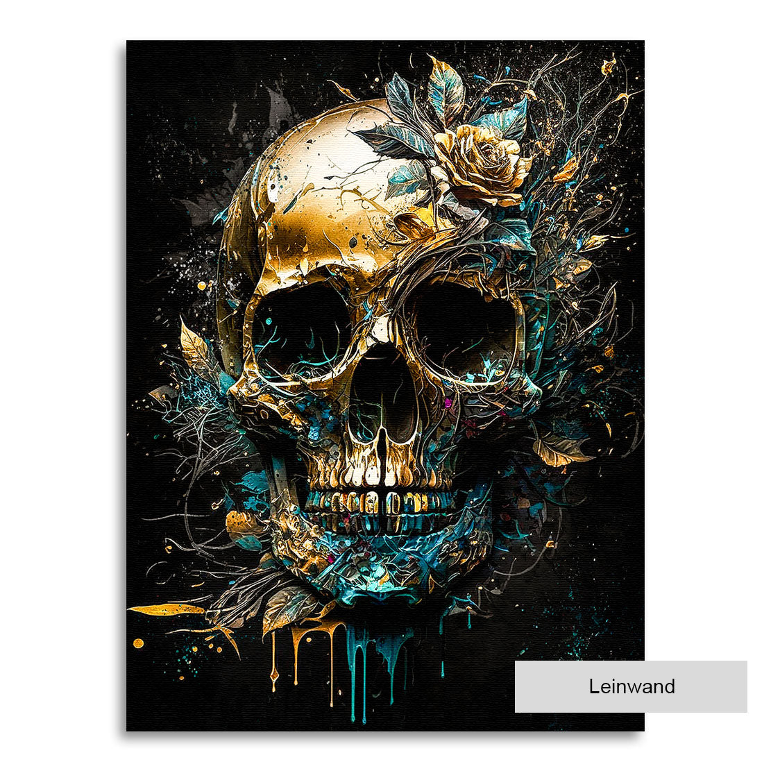 Leinwandbild Totenkopf Gold Style