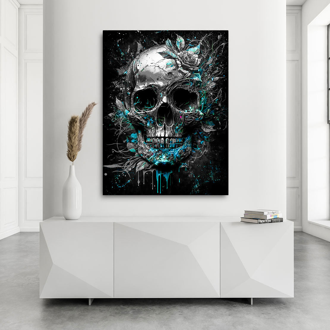 Leinwandbild Totenkopf Silver Style