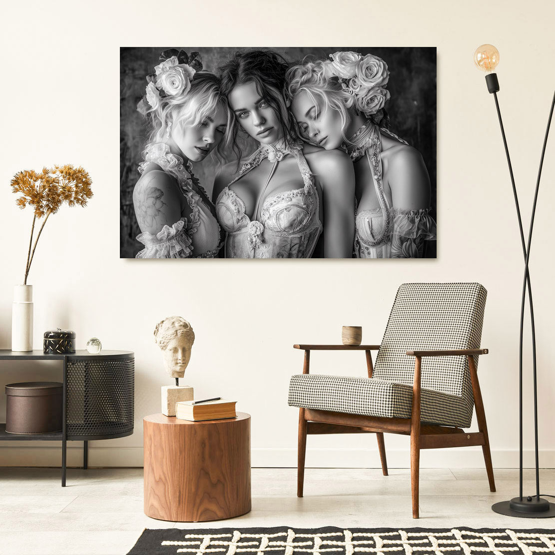 Whispers of Lace and Roses Schwarz weiss Wandbild