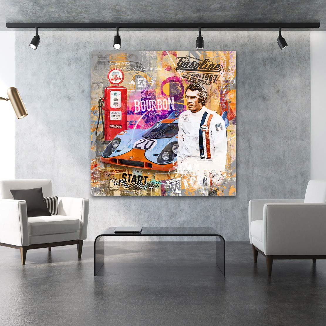 Leinwandbild Steve McQueen Racing Pop Art