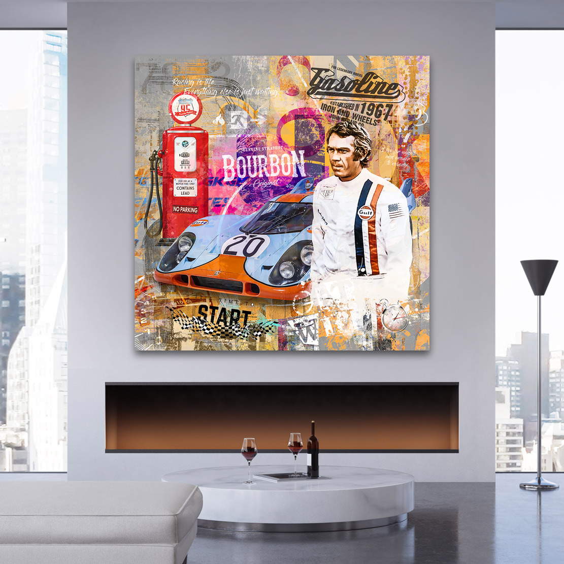 Leinwandbild Steve McQueen Racing Pop Art