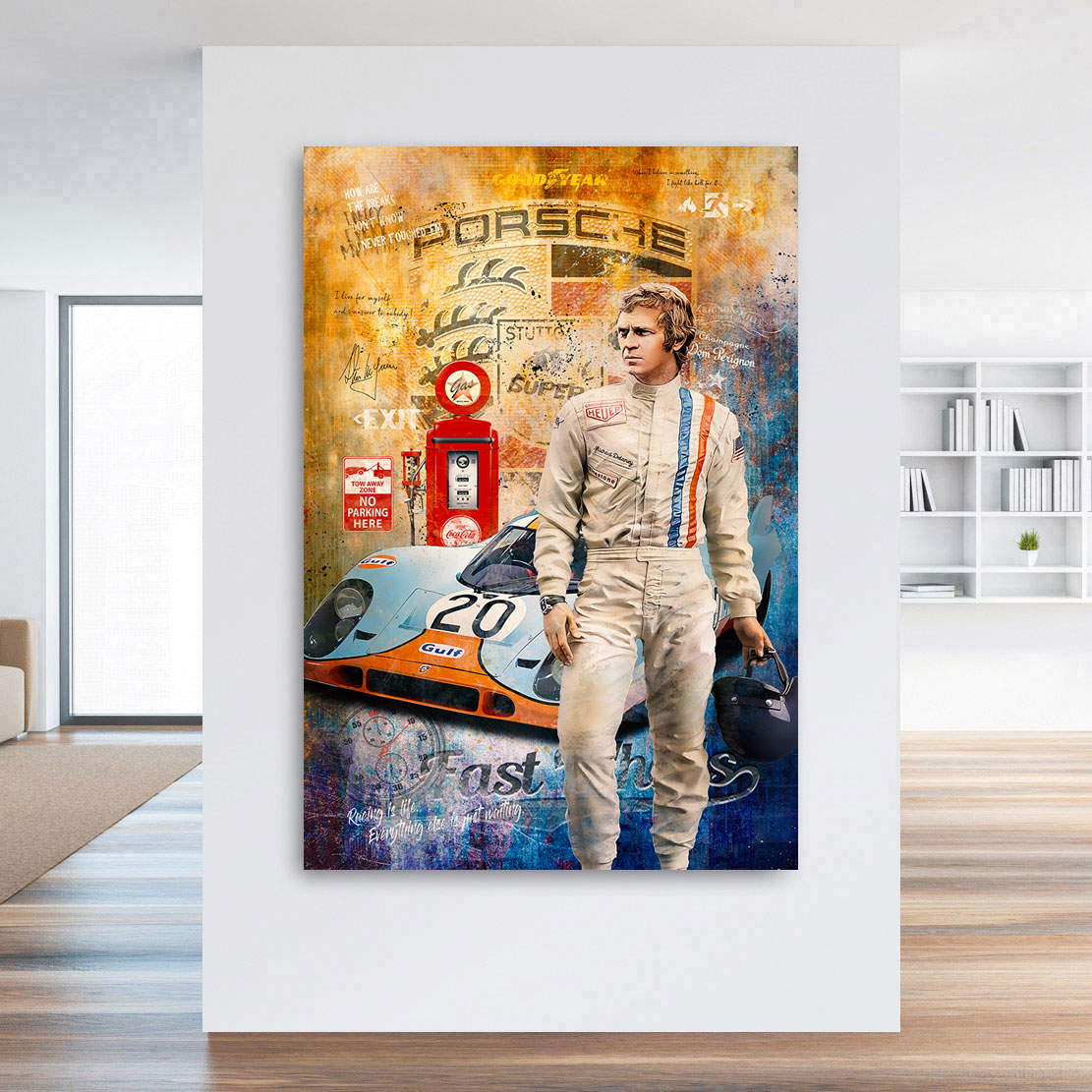 Leinwandbild Steve McQueen Porsche Pop Art