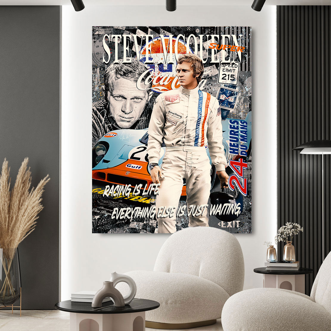 Pop Art Wandbild Steve McQueen Porsche 917 Style