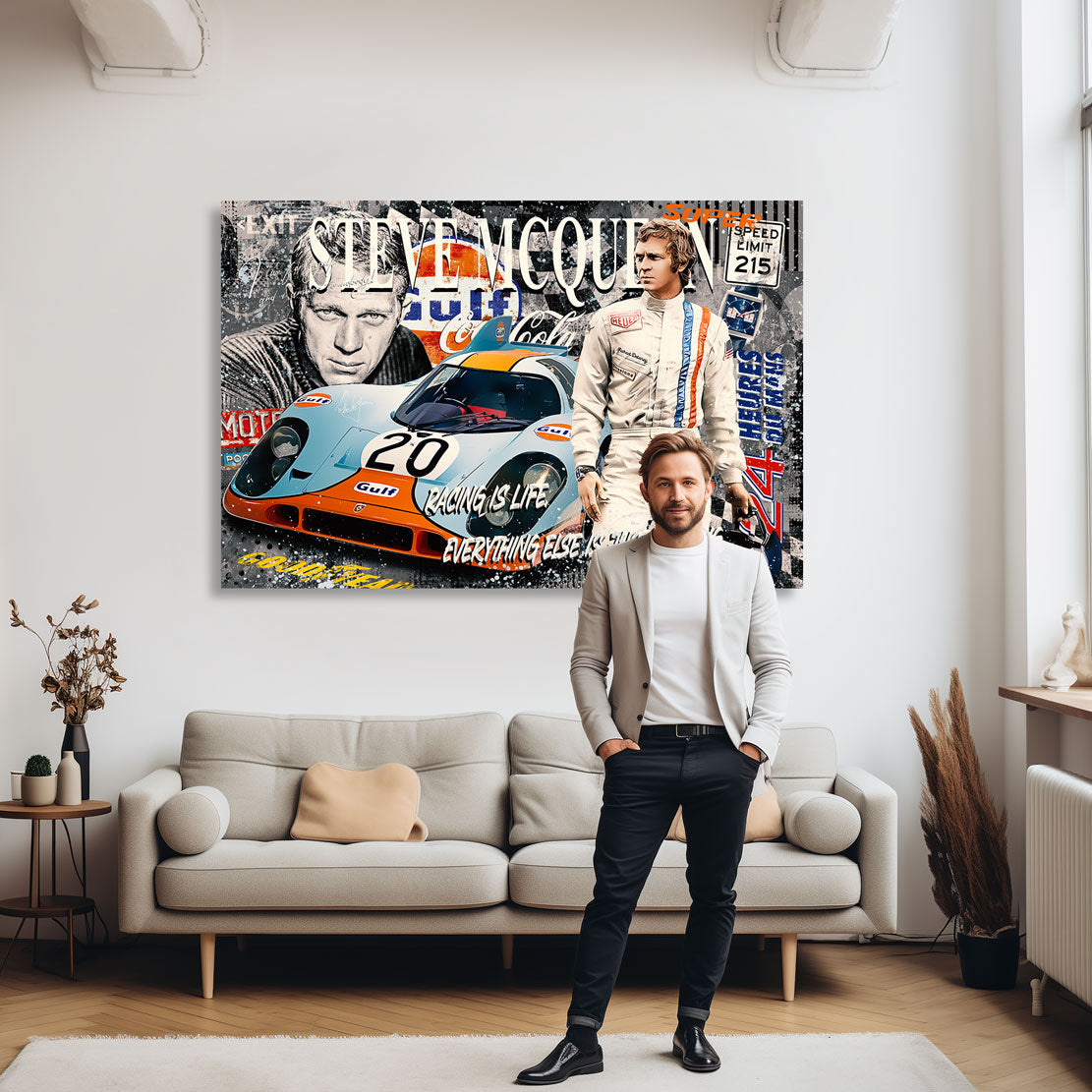 Pop Art Wandbild Steve McQueen Porsche 917