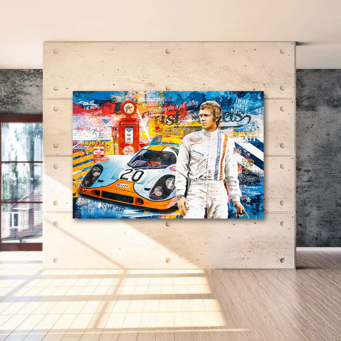 Leinwandbild Steve McQueen Fast Wheels Pop Art Retro