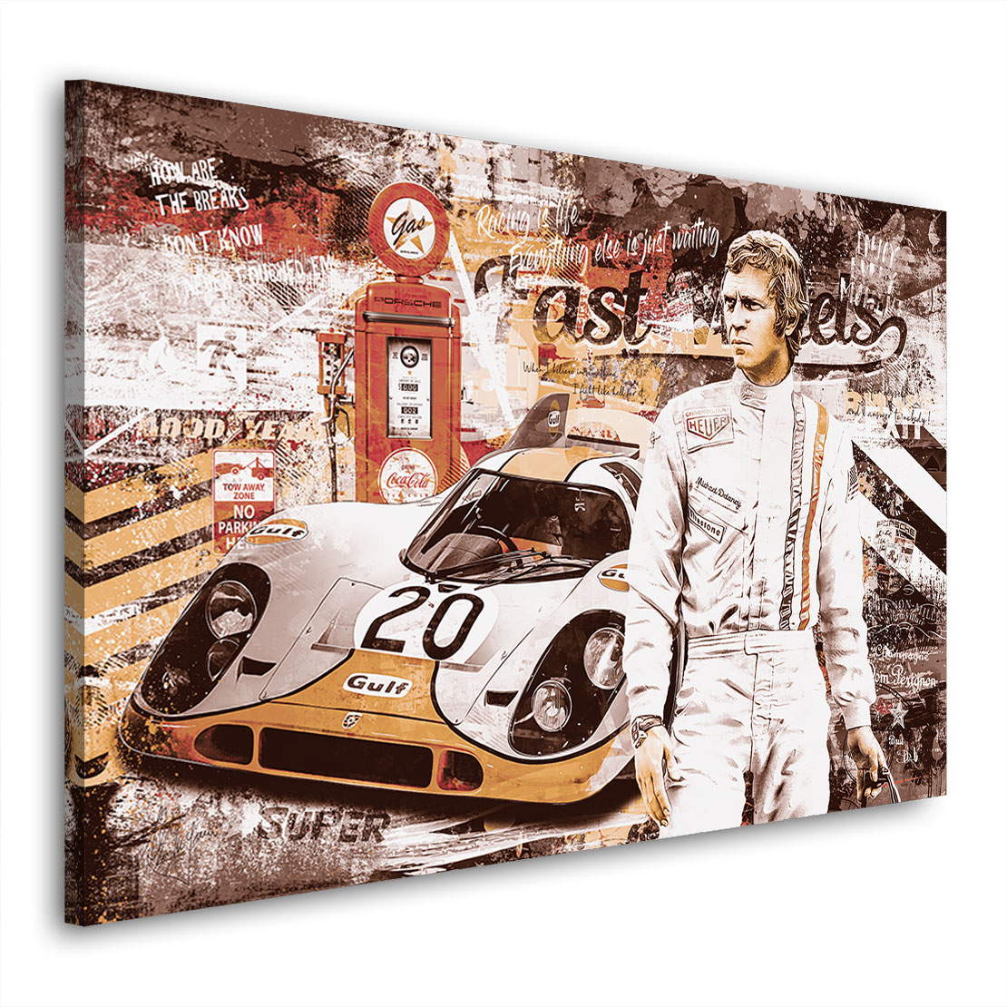 Leinwandbild Steve McQueen Fast Wheels Vintage Style