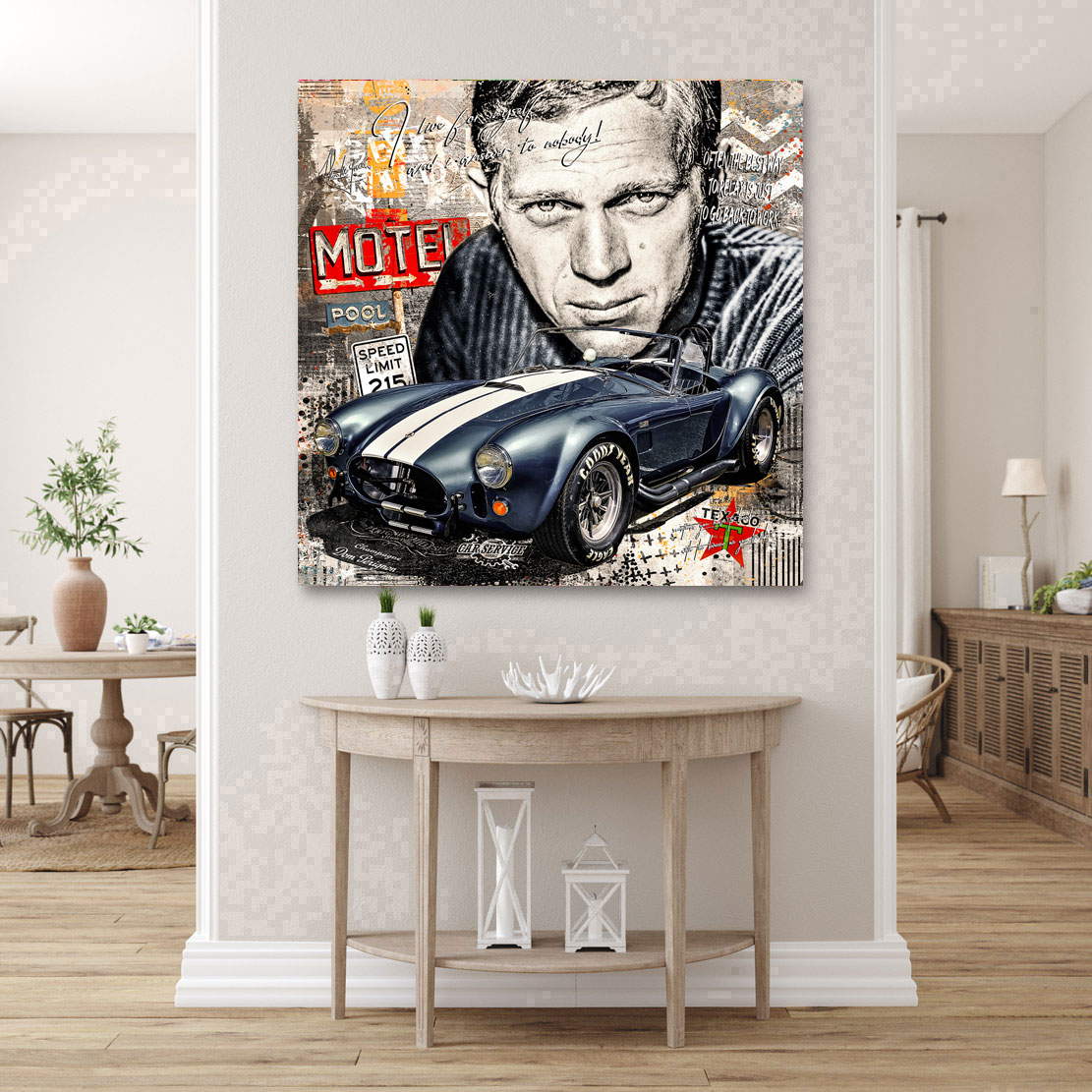 Auto Leinwandbild Steve McQueen Pop Art AC Cobra