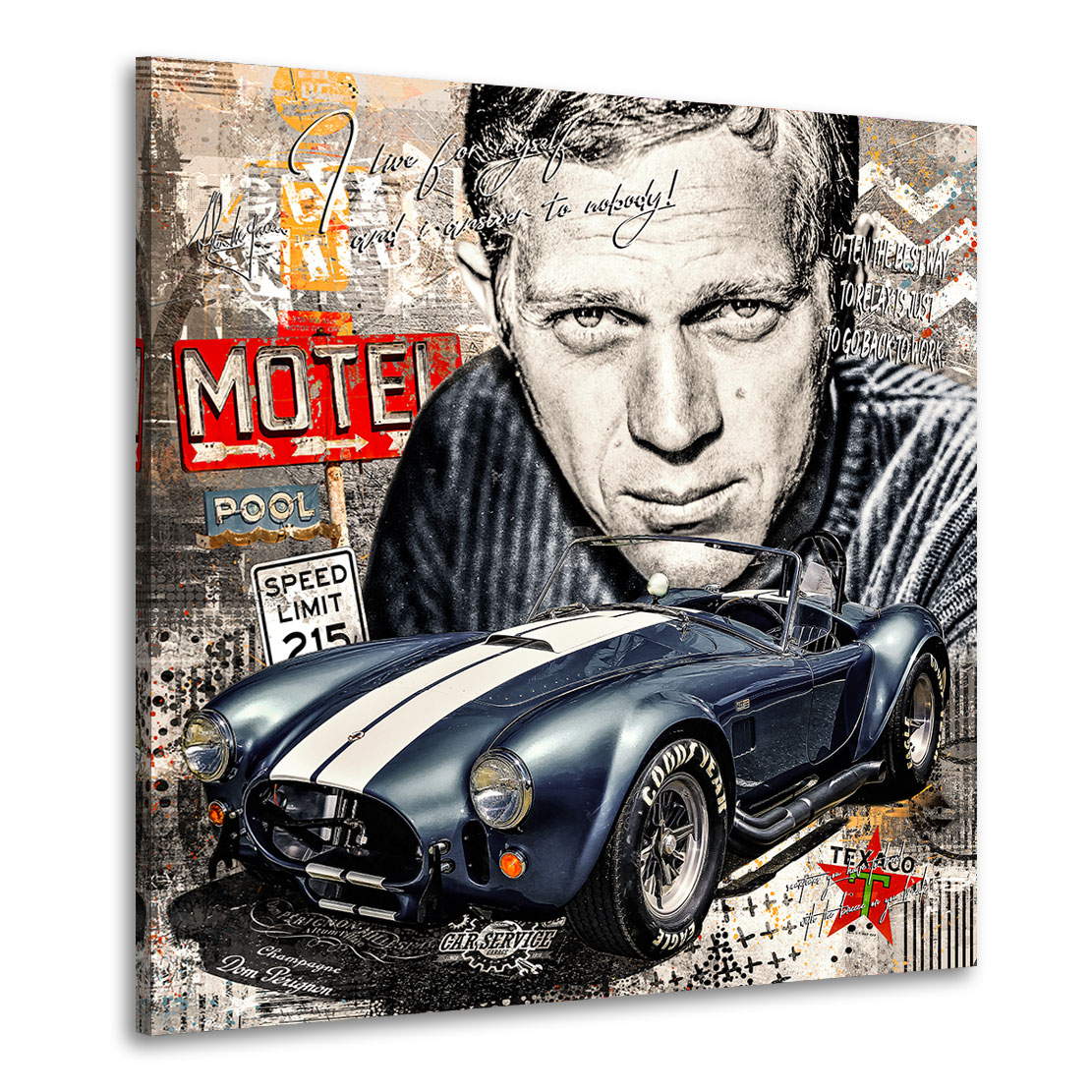 Auto Leinwandbild Steve McQueen Pop Art AC Cobra