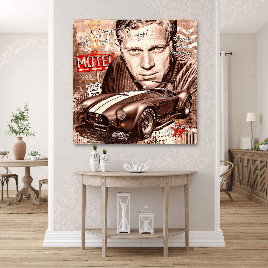 Auto Leinwandbild Steve McQueen Retro Pop Art AC Cobra