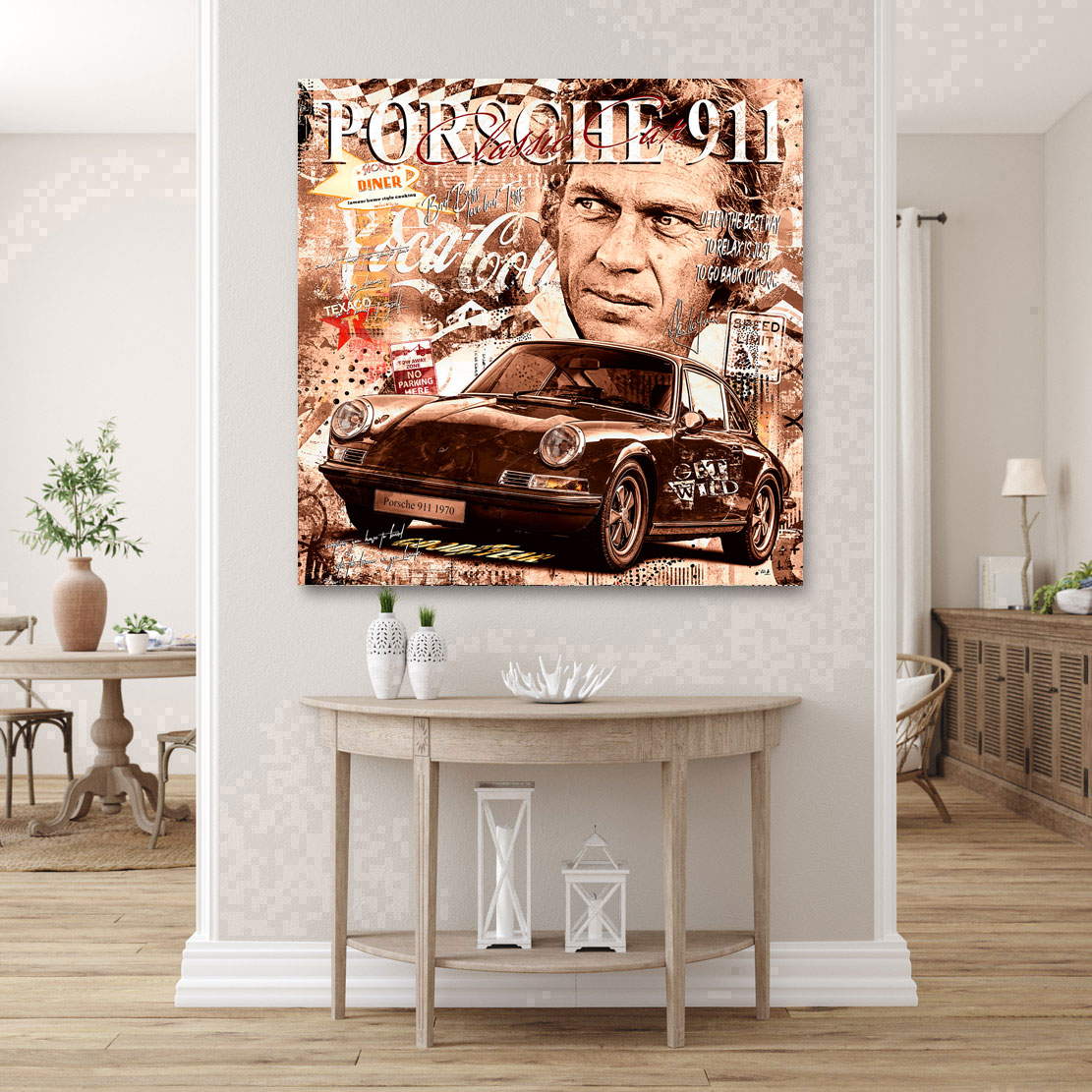 Auto Leinwandbild Steve McQueen Retro Pop Art Porsche 911