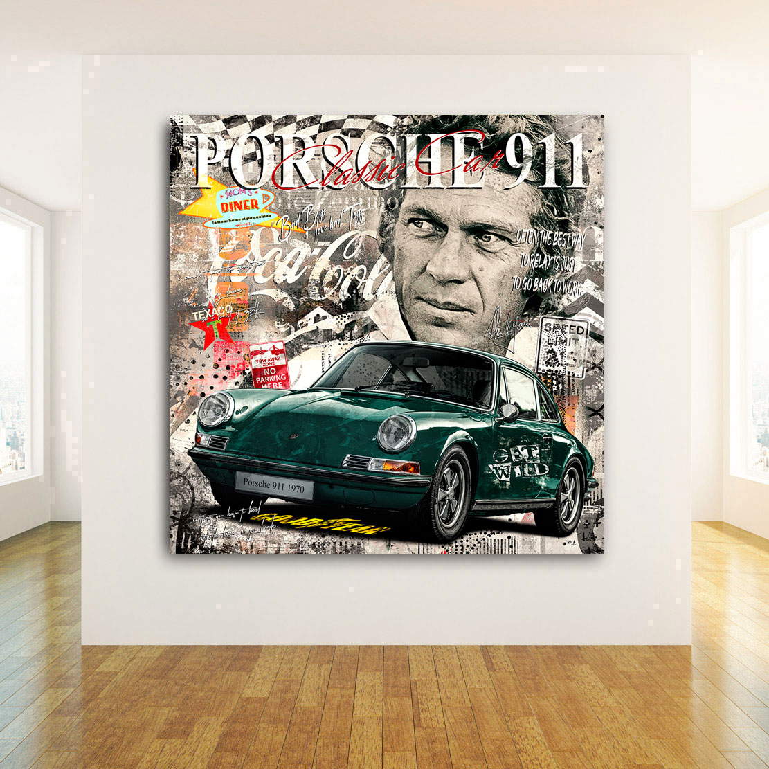 Auto Leinwandbild Steve McQueen Pop Art Porsche 911