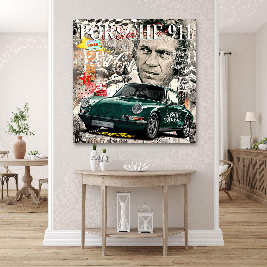Auto Leinwandbild Steve McQueen Pop Art Porsche 911