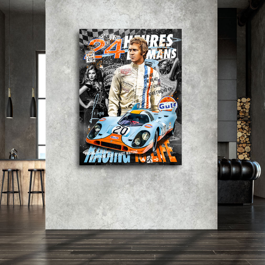 Pop Art Wandbild Steve McQueen Le Mans Porsche