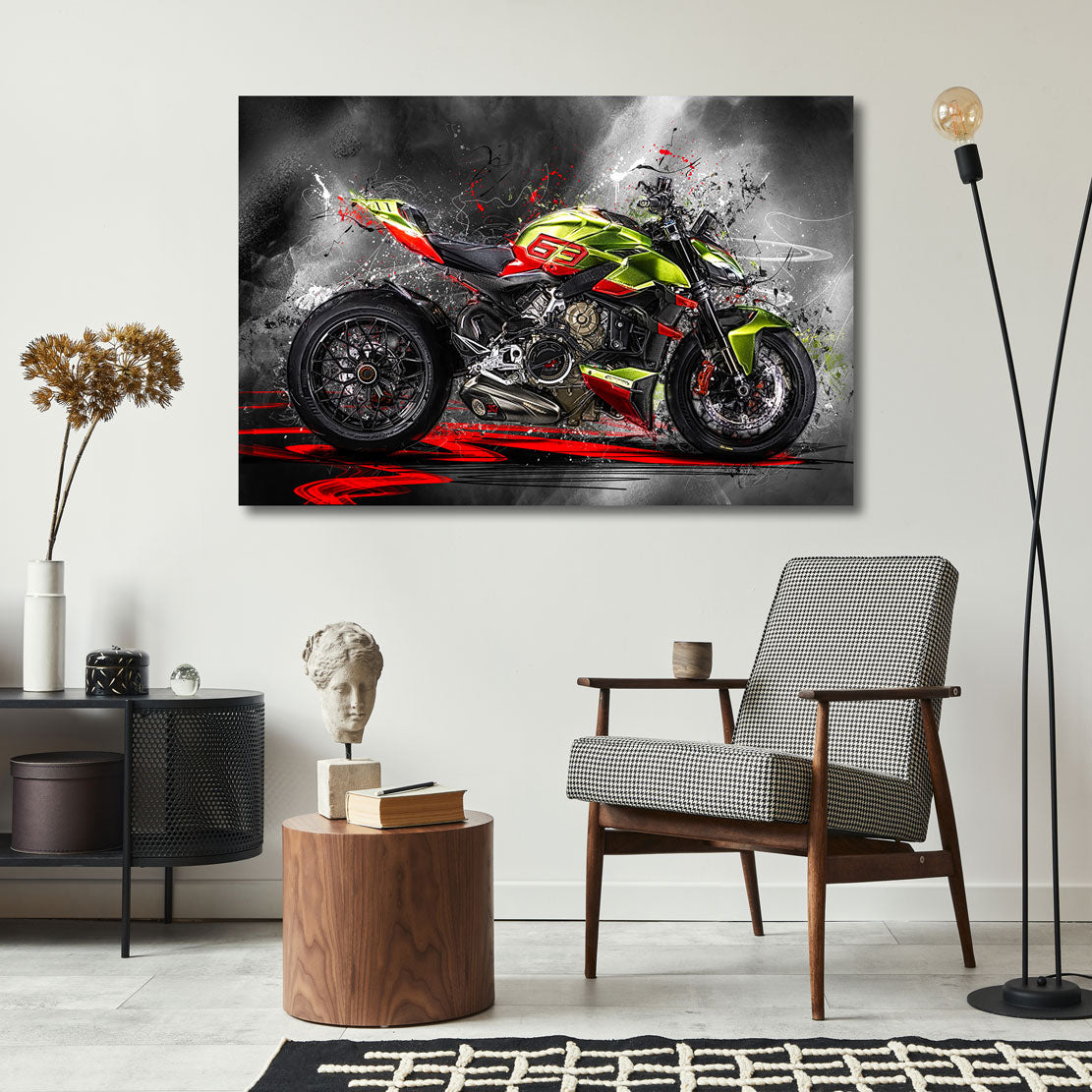 Motorrad Wandbild Ducati Steetfighter Lambo Dark Style