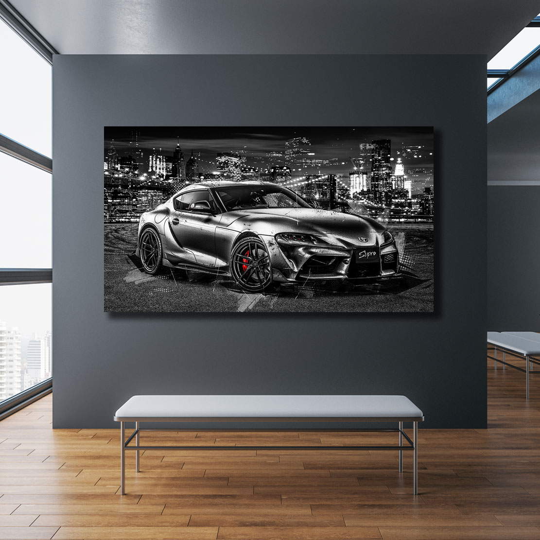 Auto Wandbild Leinwandbild Toyota Supra Black Style