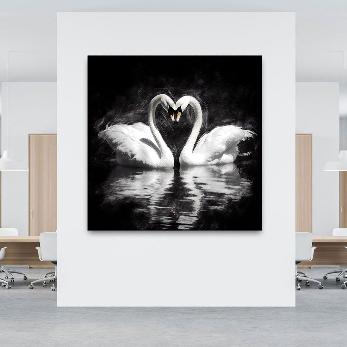 Tier Wandbild Schwanen-Pärchen