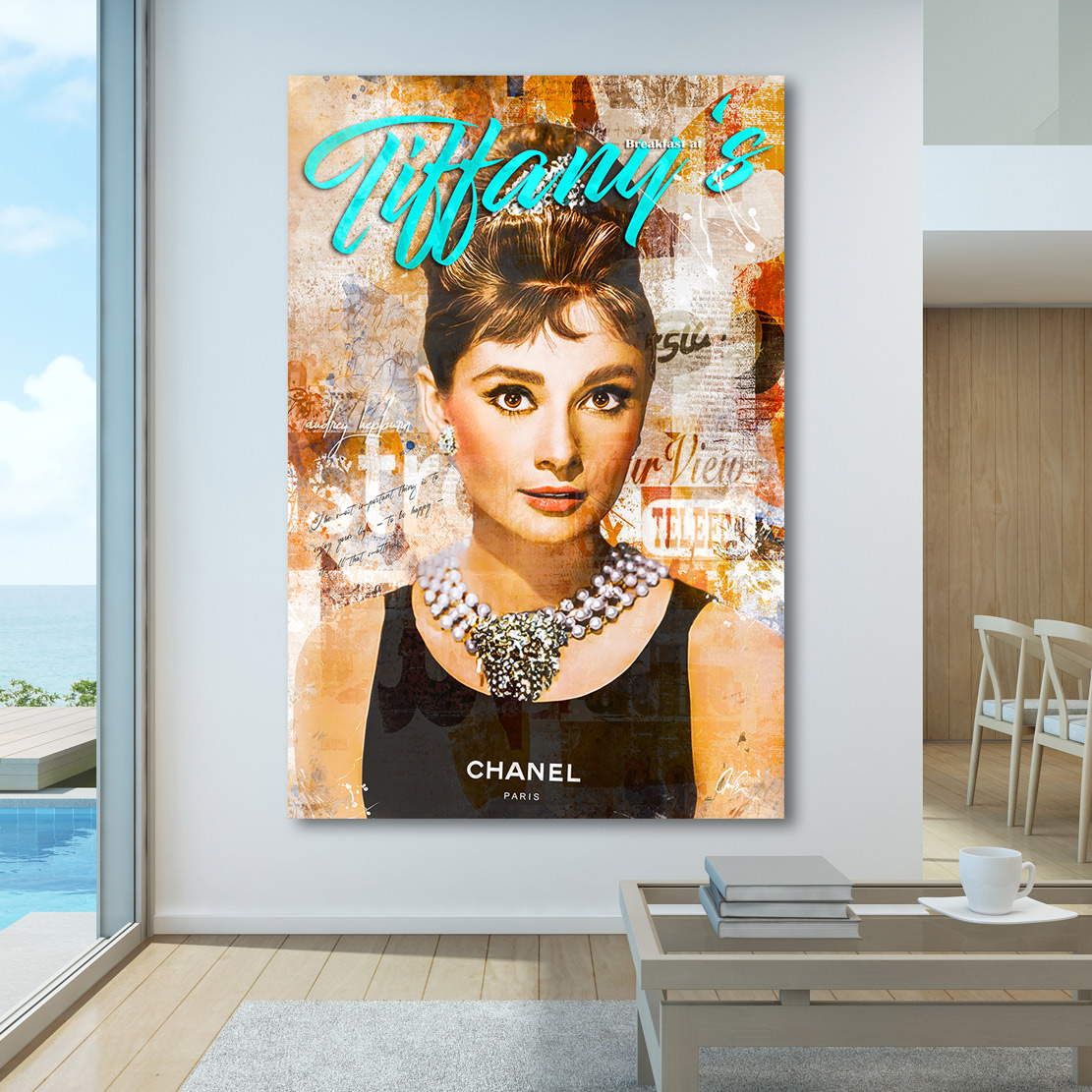Wandbild Audrey Hepburn Tiffany Retro
