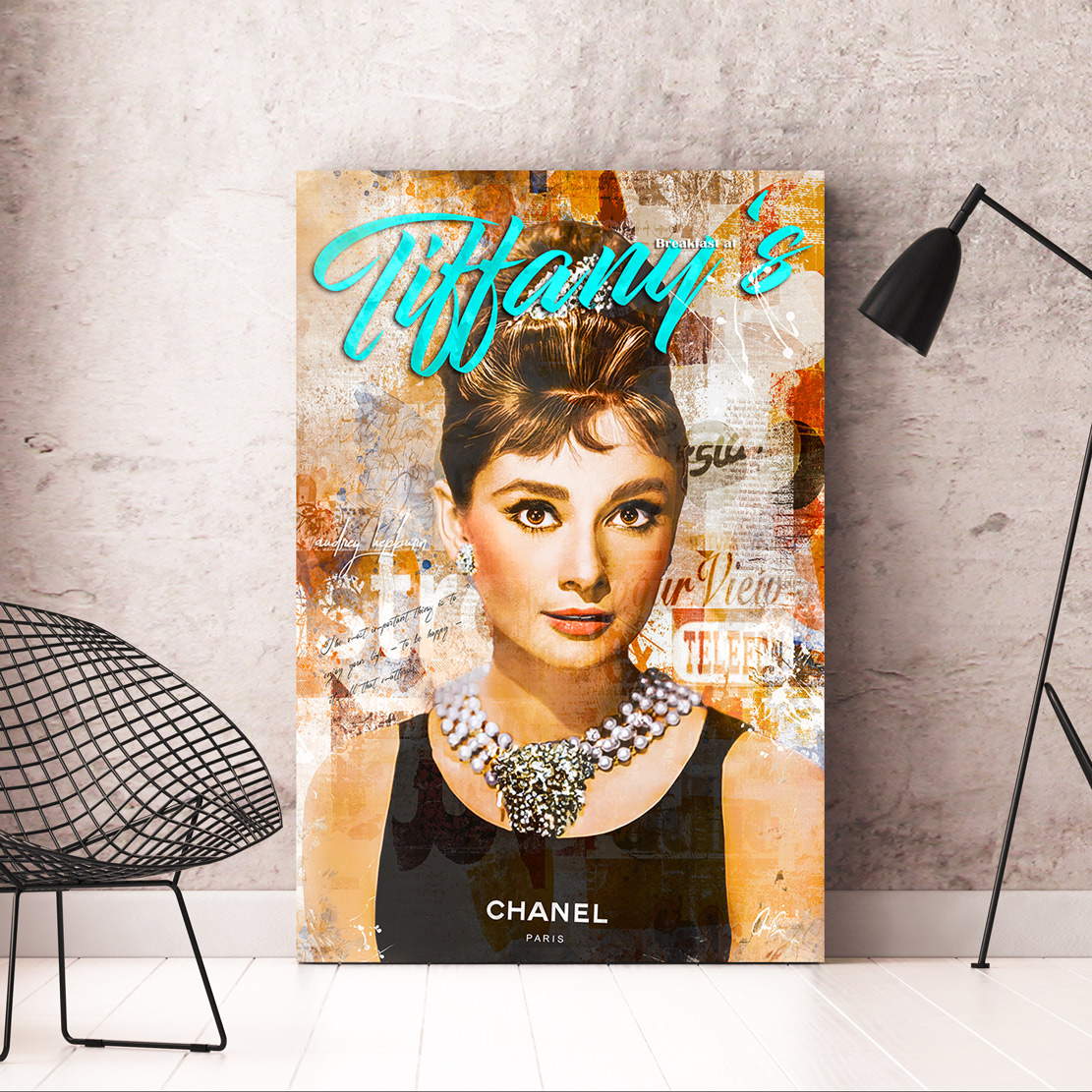 Wandbild Audrey Hepburn Tiffany Retro