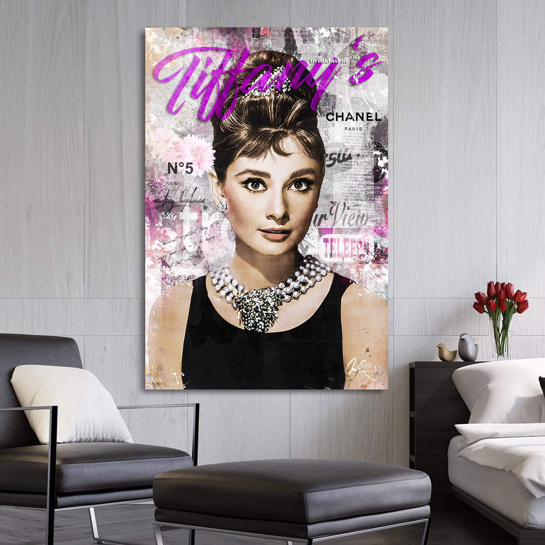 Wandbild Audrey Hepburn Tiffany