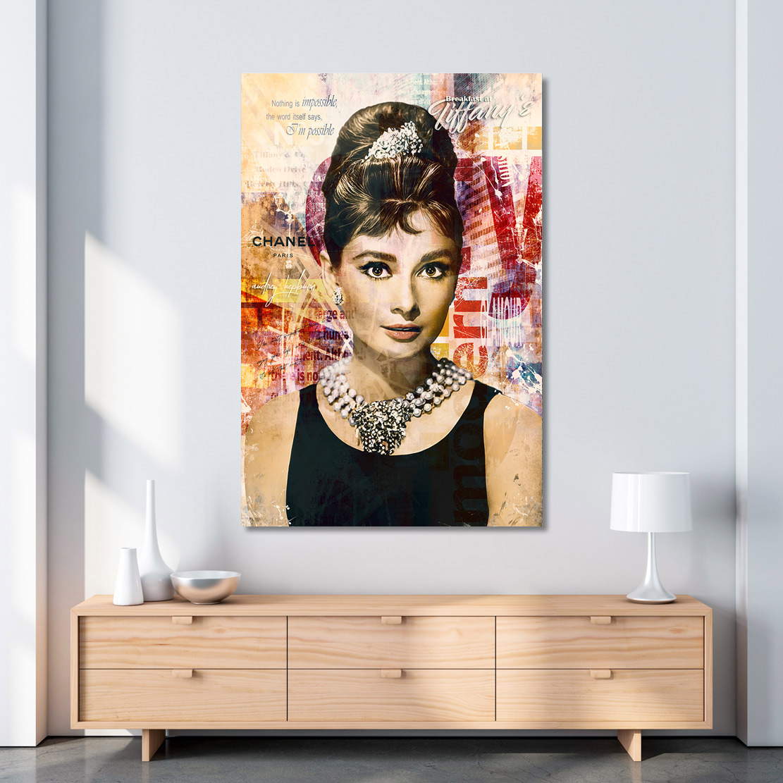Wandbild Leinwandbild Audrey Hepburn Pop Art Color