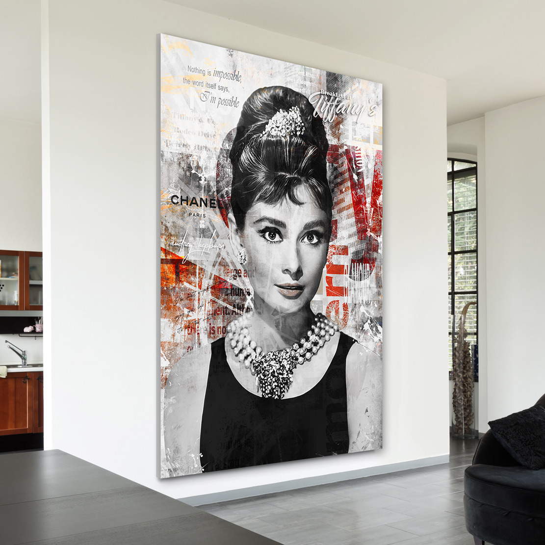 Wandbild Leinwandbild Audrey Hepburn Pop Art Black & White