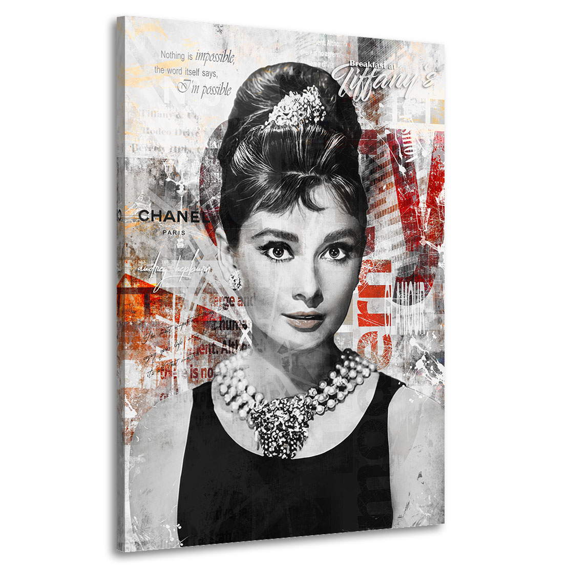 Wandbild Leinwandbild Audrey Hepburn Pop Art Black & White