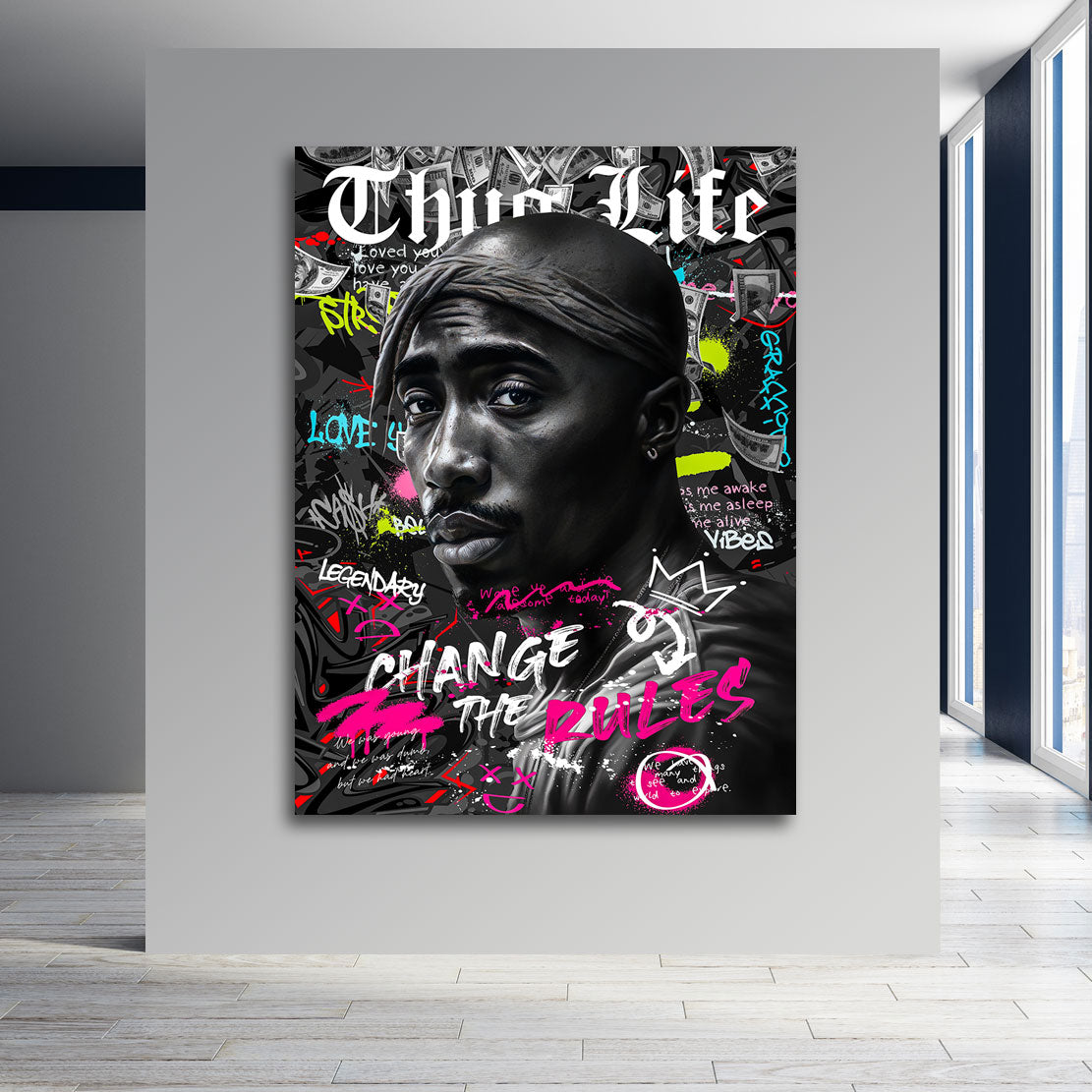 Lifestyle Leinwandbild Tupac Thug Live Pop Art