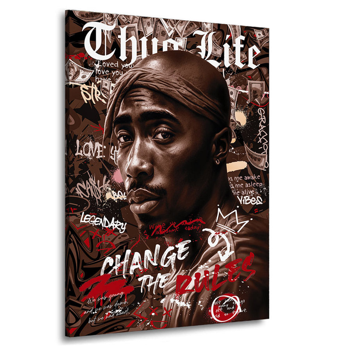 Lifestyle Leinwandbild Tupac Thug Live Retro Style