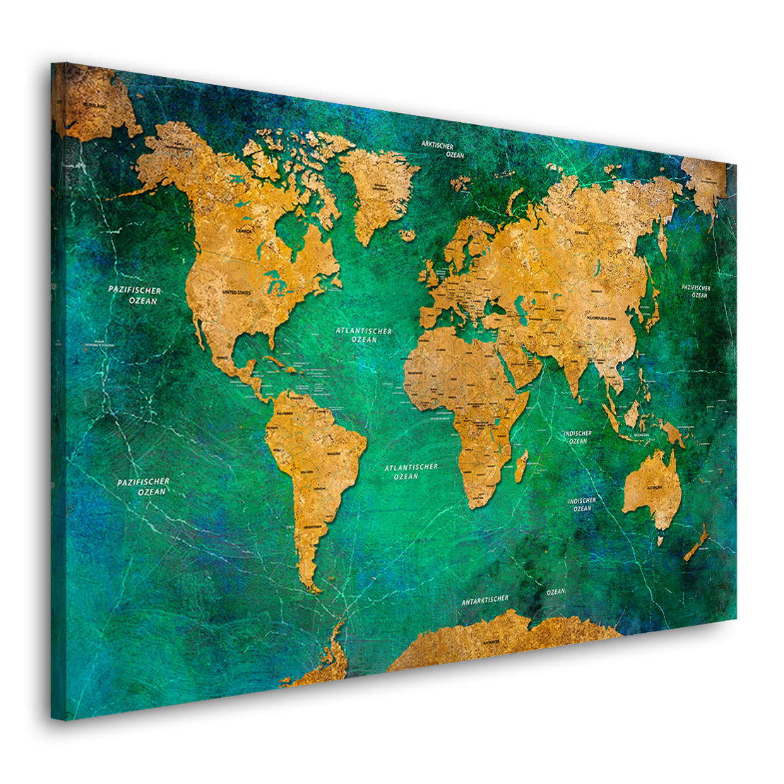 Wandbild Leinwandbild Weltkarte Ocean Green