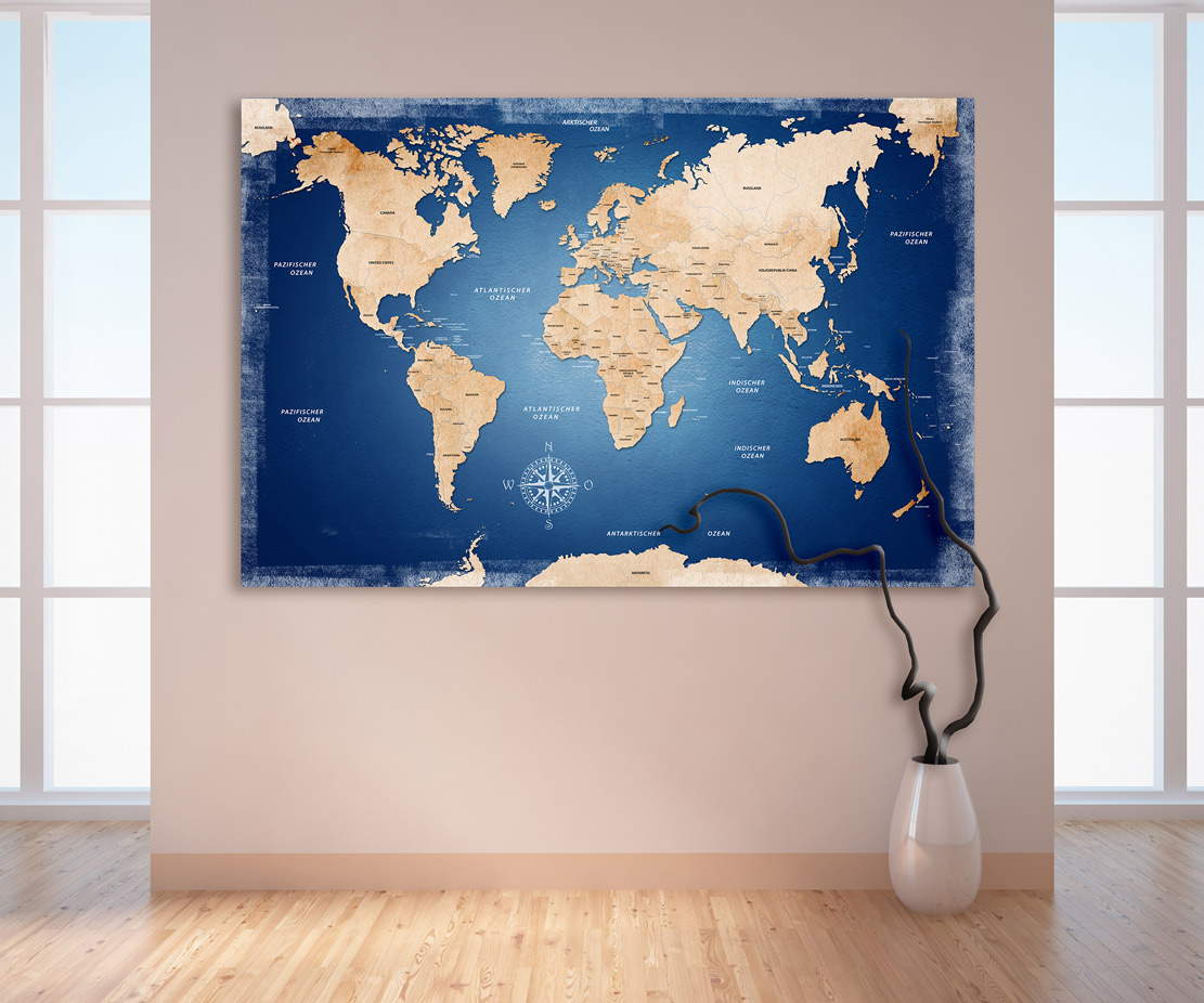Wandbild Leinwandbild Weltkarte Deep Sky